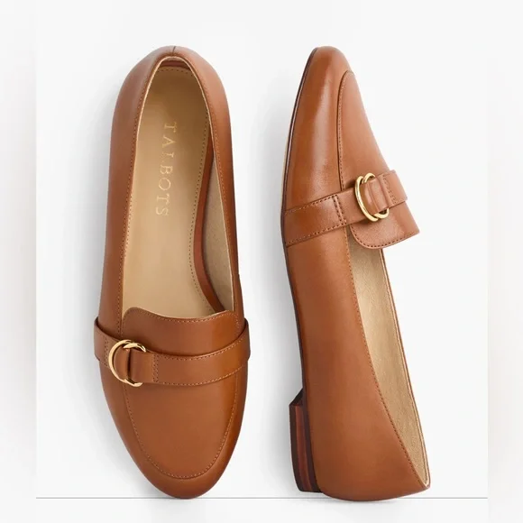 Talbots Ryan D Ring Leather Loafers Scandi Girl Cognac Size 9 1/2 - Picture 1 of 8